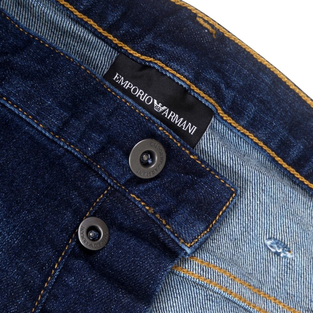 Emporio Armani J21 Mens Regular Fit Dark Blue Stretch Denim Jeans EAM8529