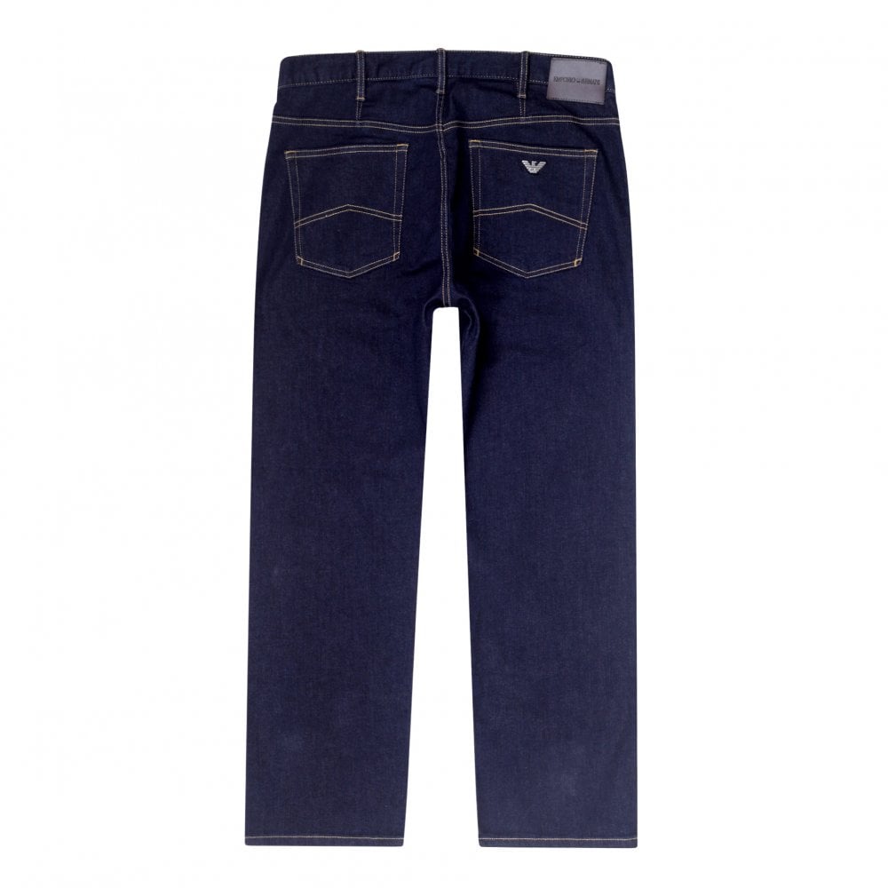 Emporio Armani J21 Mens Regular Fit Dark Blue Stretch Denim Jeans EAM8530