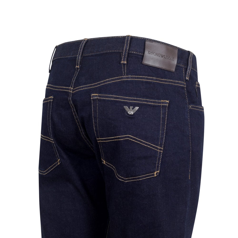 Emporio Armani J21 Mens Regular Fit Dark Blue Stretch Denim Jeans EAM8530