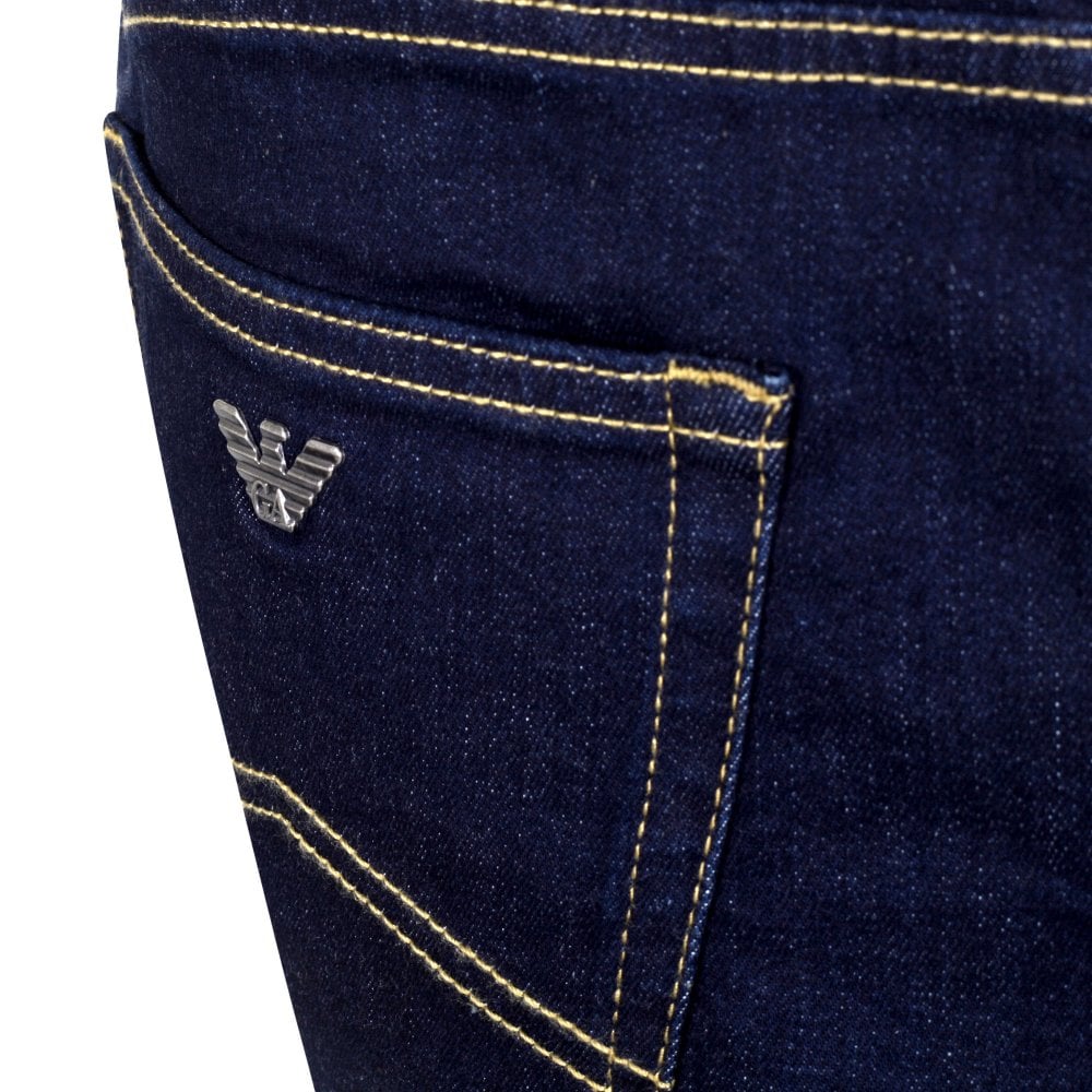 Emporio Armani J21 Mens Regular Fit Dark Blue Stretch Denim Jeans EAM8530