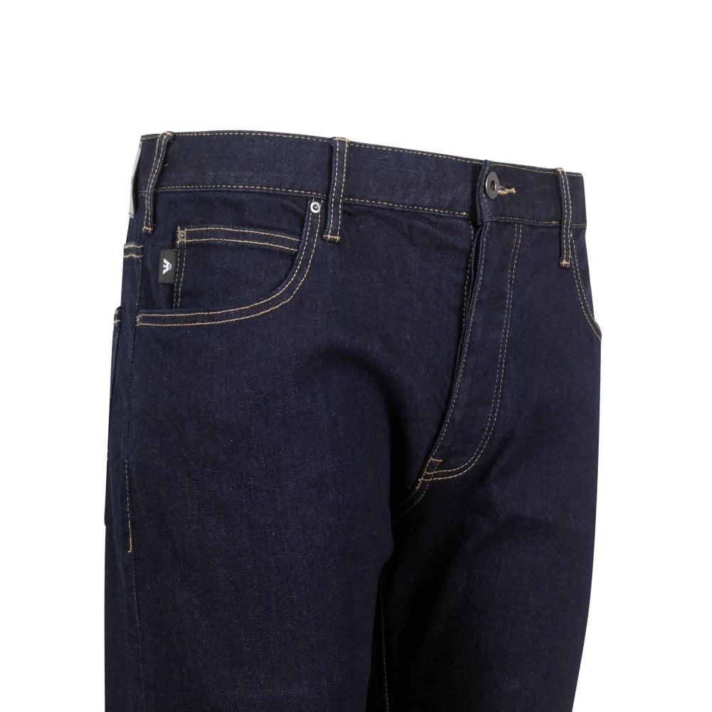 Emporio Armani J21 Mens Regular Fit Dark Blue Stretch Denim Jeans EAM8530