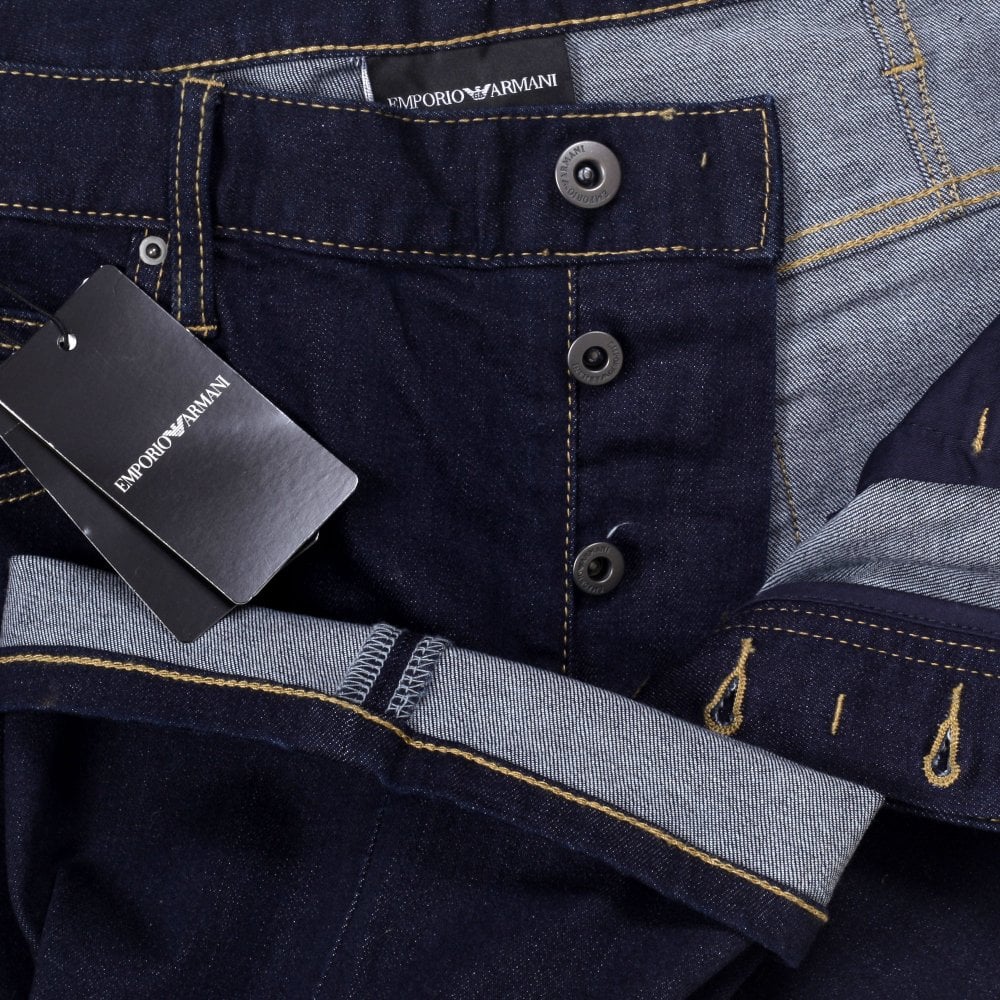 Emporio Armani J21 Mens Regular Fit Dark Blue Stretch Denim Jeans EAM8530