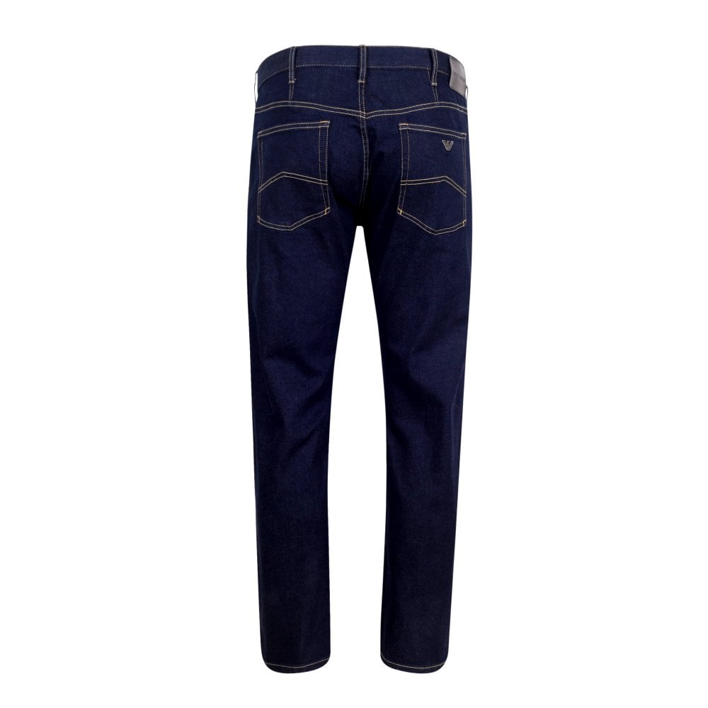 Emporio Armani J21 Mens Regular Fit Dark Blue Stretch Denim Jeans EAM8530