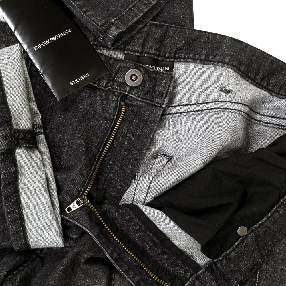 Emporio Armani J45 Mens Regular Fit Black Stretch Denim Jeans EAM9742