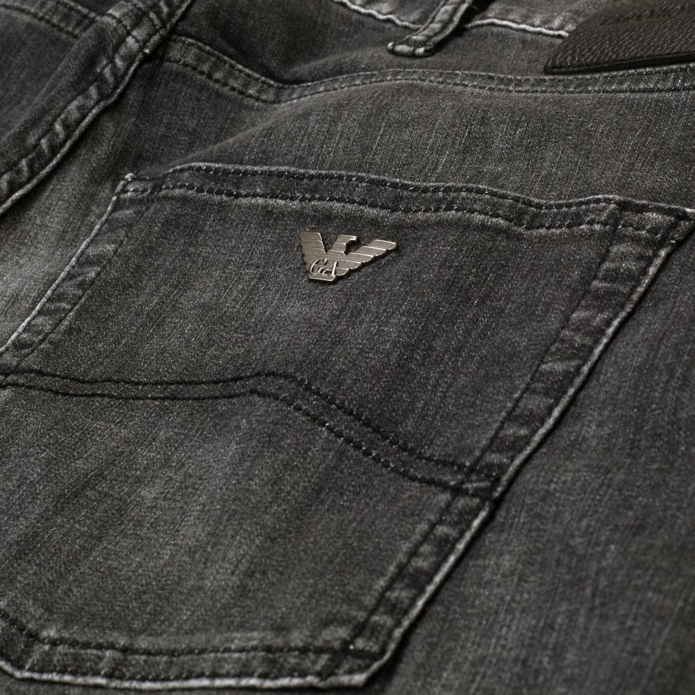 Emporio Armani J45 Mens Regular Fit Black Stretch Denim Jeans EAM9742