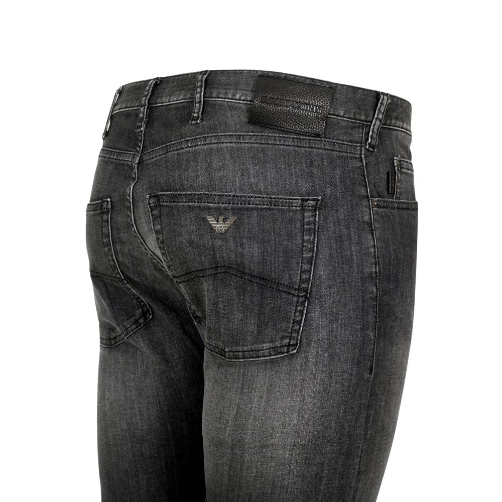 Emporio Armani J45 Mens Regular Fit Black Stretch Denim Jeans EAM9742