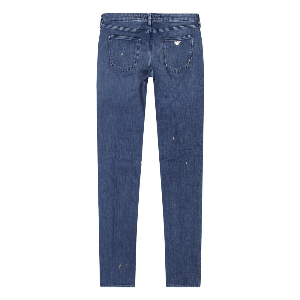 Emporio Armani J00 Mens Slim Fit Worn Finish Stretch Denim Jeans EAM8147