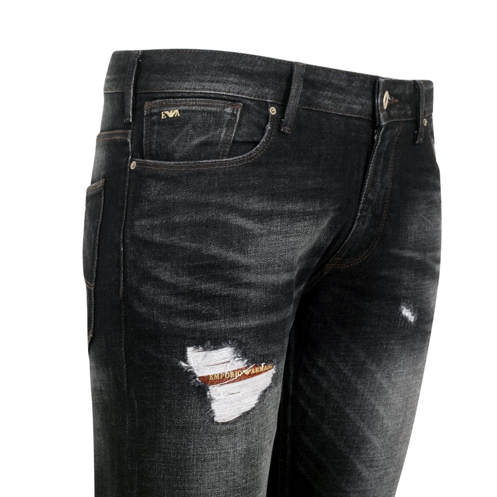 Emporio Armani J06 Mens Black Slim Fit Stretch Denim Jeans EAM9741