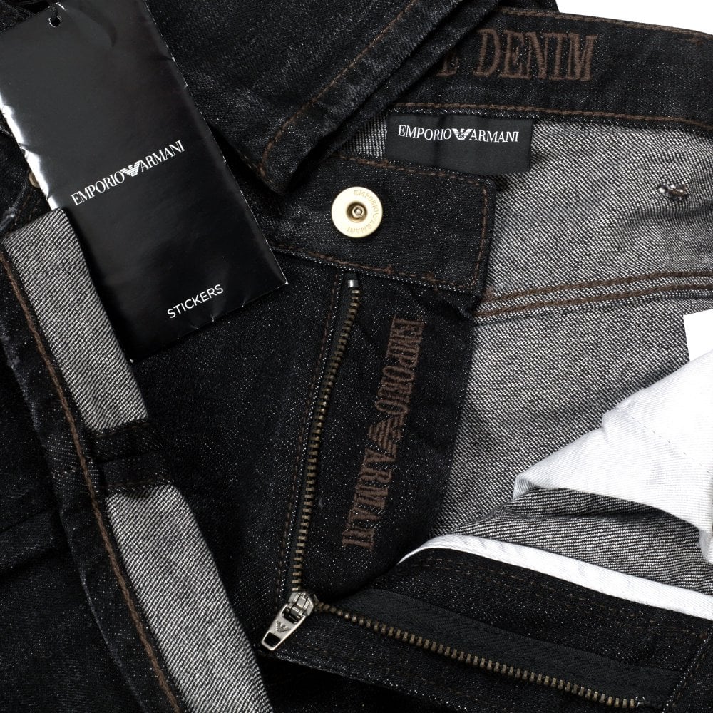 Emporio Armani J06 Mens Black Slim Fit Stretch Denim Jeans EAM9741
