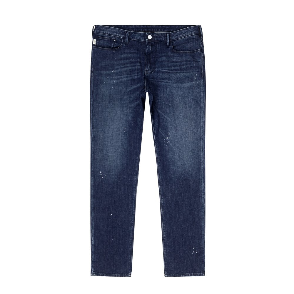 Emporio Armani J06 Mens Slim Fit Stretch Denim Jeans with Paint Splashes EAM10290