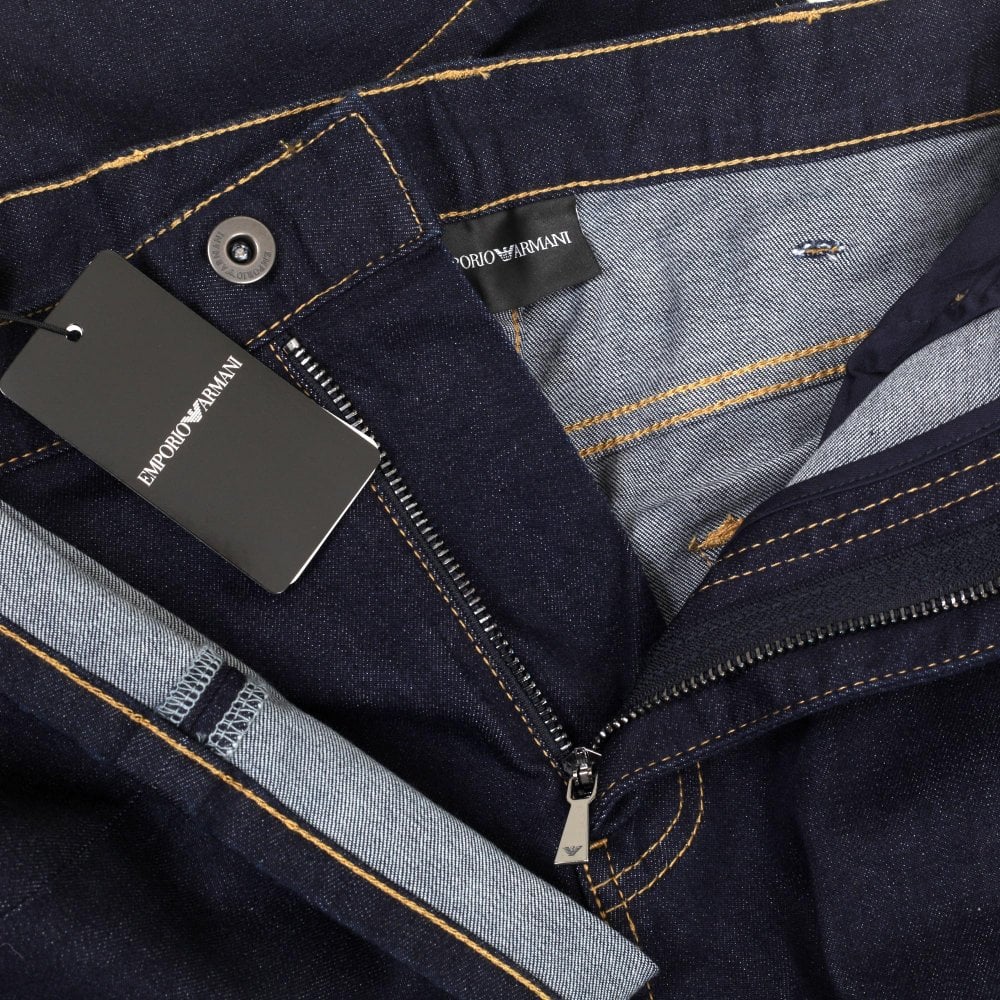 Emporio Armani J45 Mens Regular Fit Dark Blue Stretch Denim Jeans EAM10283