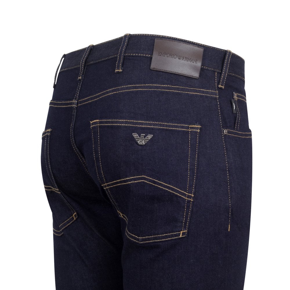 Emporio Armani J45 Mens Regular Fit Dark Blue Stretch Denim Jeans EAM10283
