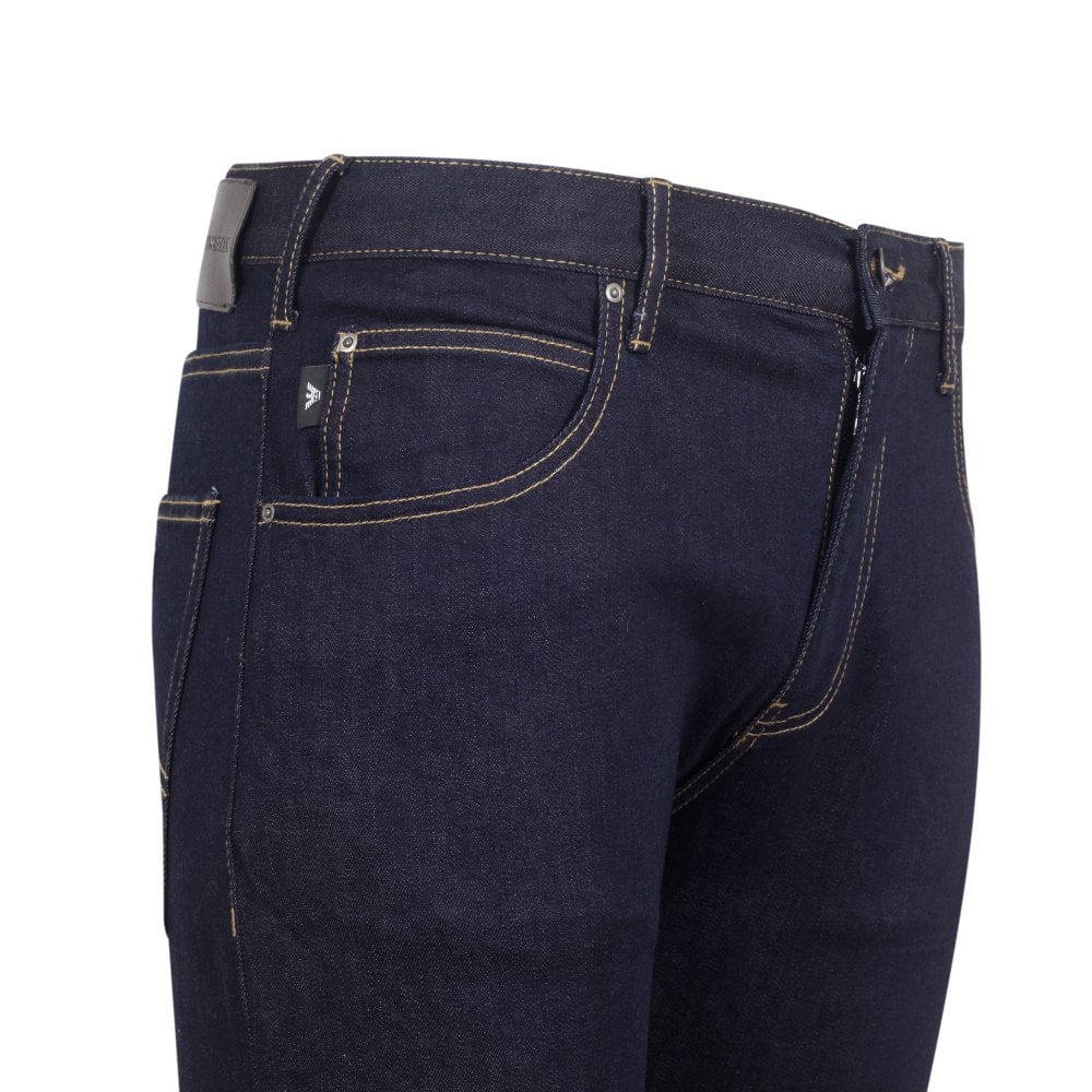 Emporio Armani J45 Mens Regular Fit Dark Blue Stretch Denim Jeans EAM10283