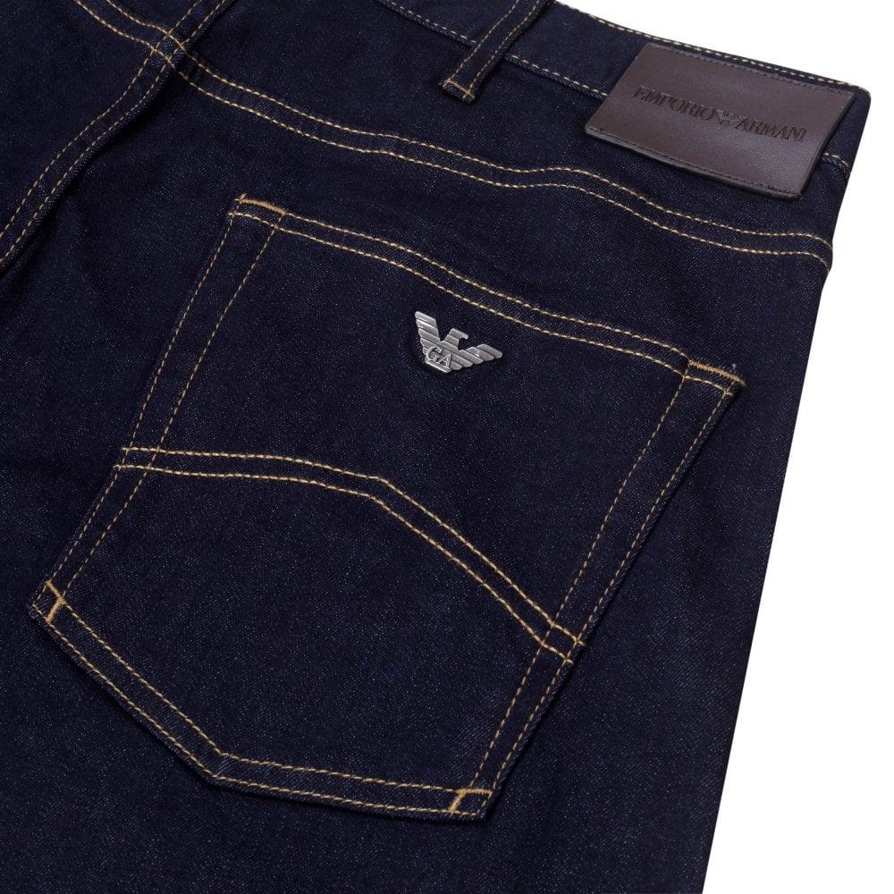 Emporio Armani J45 Mens Regular Fit Dark Blue Stretch Denim Jeans EAM10283