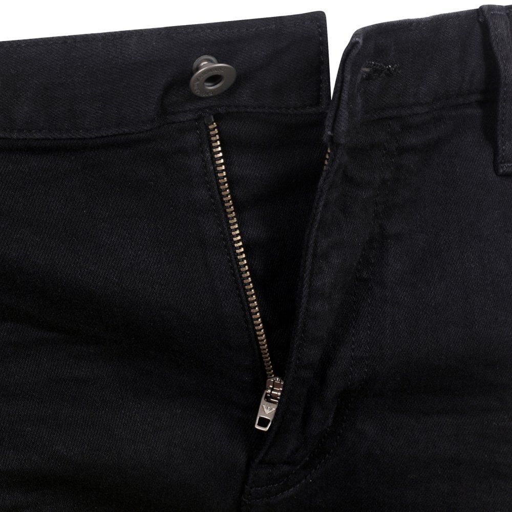 Emporio Armani J45 Mens Black Regular Fit Stretch Denim Jeans EAM10286