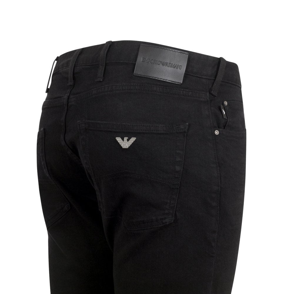 Emporio Armani J45 Mens Black Regular Fit Stretch Denim Jeans EAM10286
