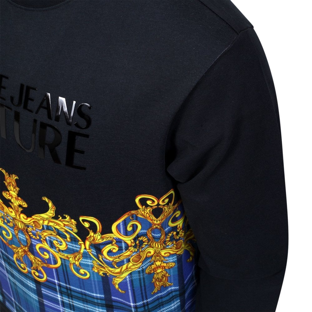 Versace Jeans Couture Mens Logo and Print Black Sweatshirt VJC9714