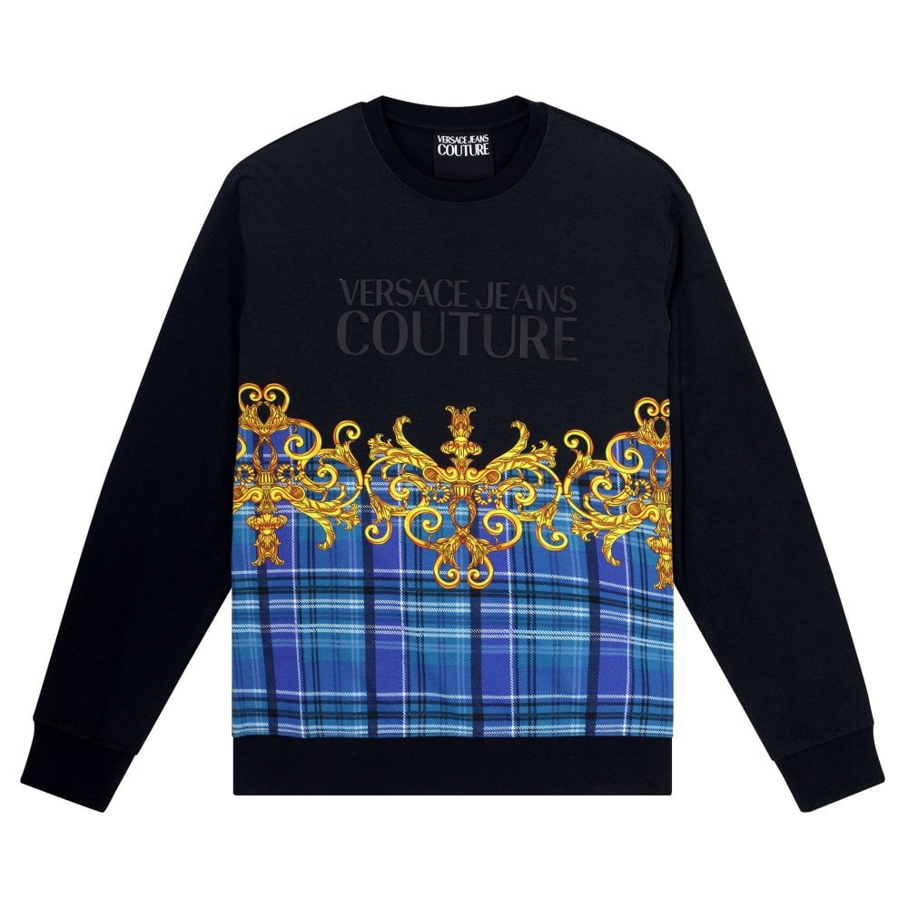 Versace Jeans Couture Mens Logo and Print Black Sweatshirt VJC9714