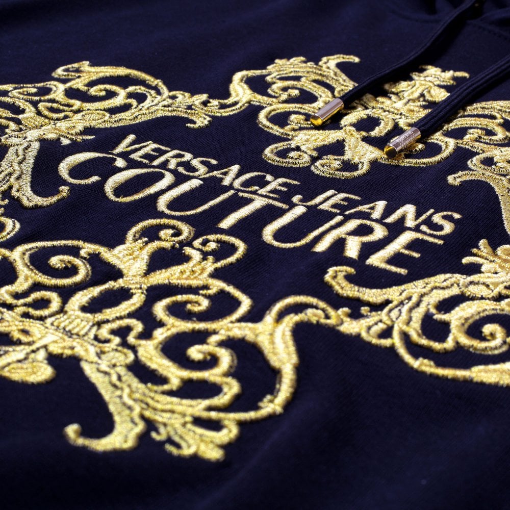 Versace Jeans Couture Mens Embroidered Baroque Logo Black Sweatshirt VJC9722
