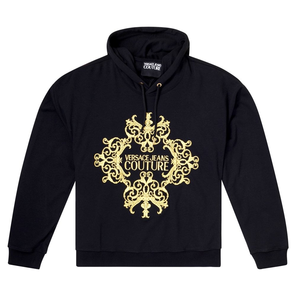 Versace Jeans Couture Mens Embroidered Baroque Logo Black Sweatshirt VJC9722