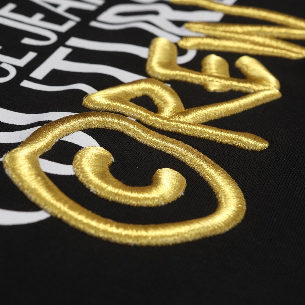 Versace Jeans Couture Mens Black Gold Embroiderd and Printed Logo Track Bottoms VJCM9967