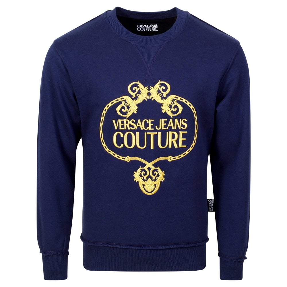 Versace Jeans Couture Mens Embroidered Logo Blue Sweatshirt VJC10191