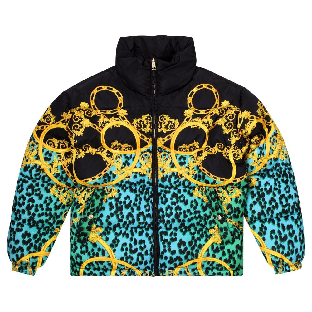 Versace Jeans Couture Mens Mint Leo Chain Print Reversable Quilted Jacket VJC10198