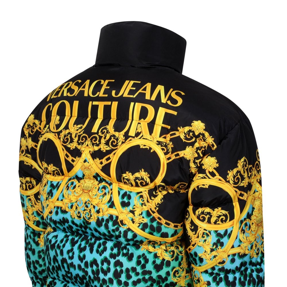 Versace Jeans Couture Mens Mint Leo Chain Print Reversable Quilted Jacket VJC10198