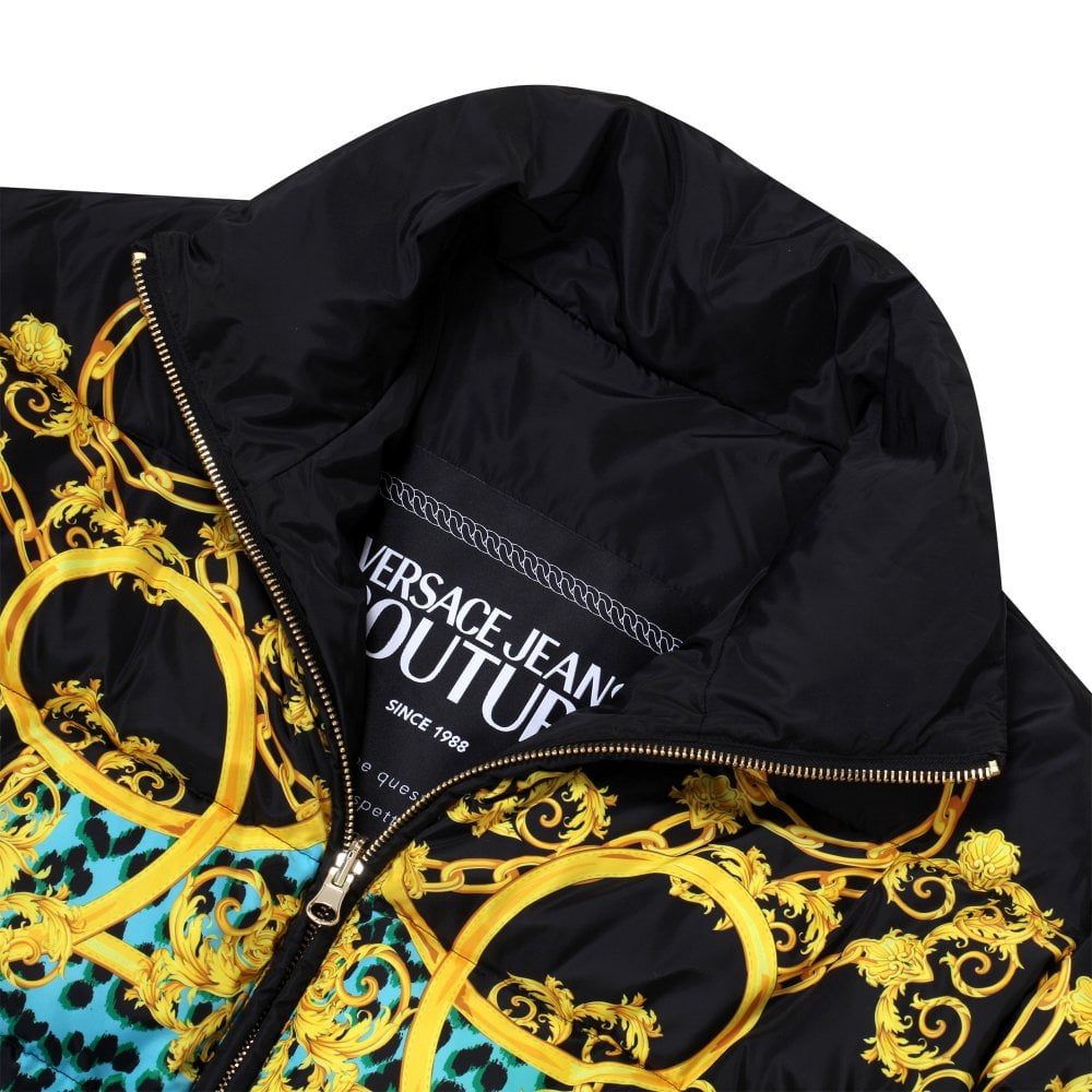 Versace Jeans Couture Mens Mint Leo Chain Print Reversable Quilted Jacket VJC10198