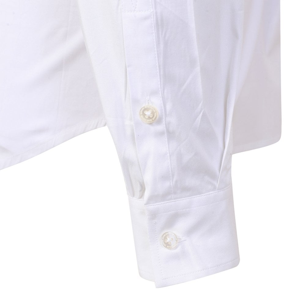 Versace Jeans Couture Mens White Glossy Logo Slim Fit Long Sleeve Shirt VJC9969