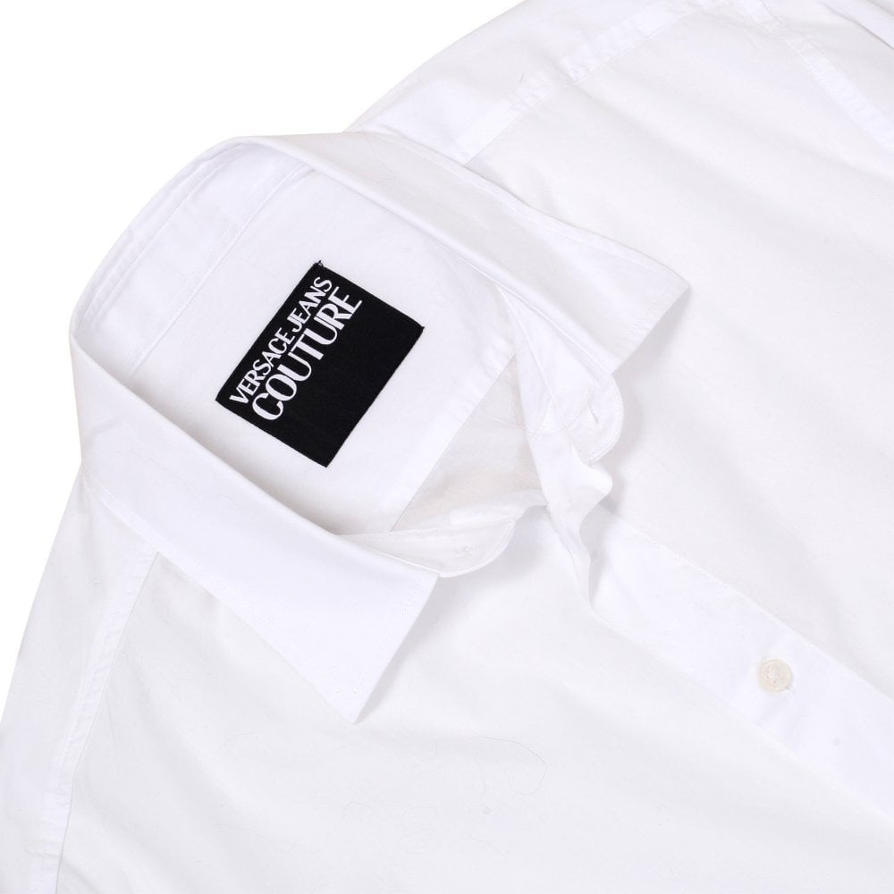 Versace Jeans Couture Mens White Printed Logo Slim Fit Long Sleeve Shirt VJC9729