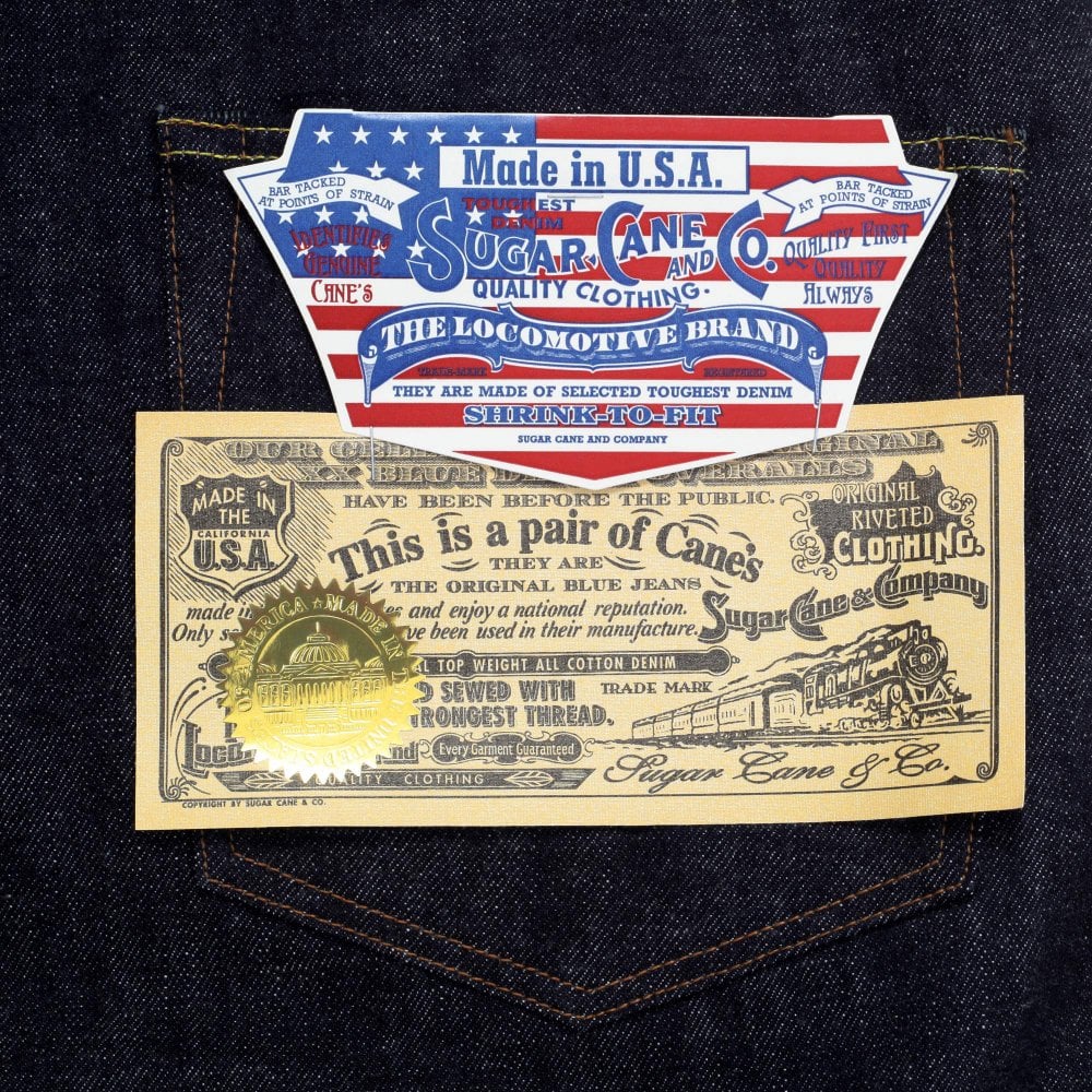 Sugar cane Mens 13oz Made in USA Dead Stock 1947 Rinsed Wash Denim Jeans CANE10617