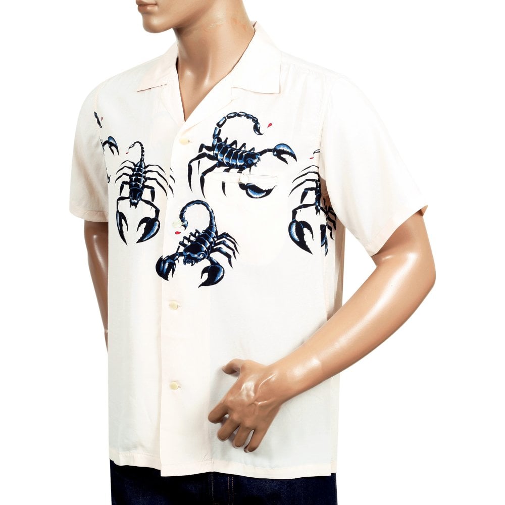 Scorpion Vince Ray Star of Hollywood Off White Hawaiian Shirt SoH9040