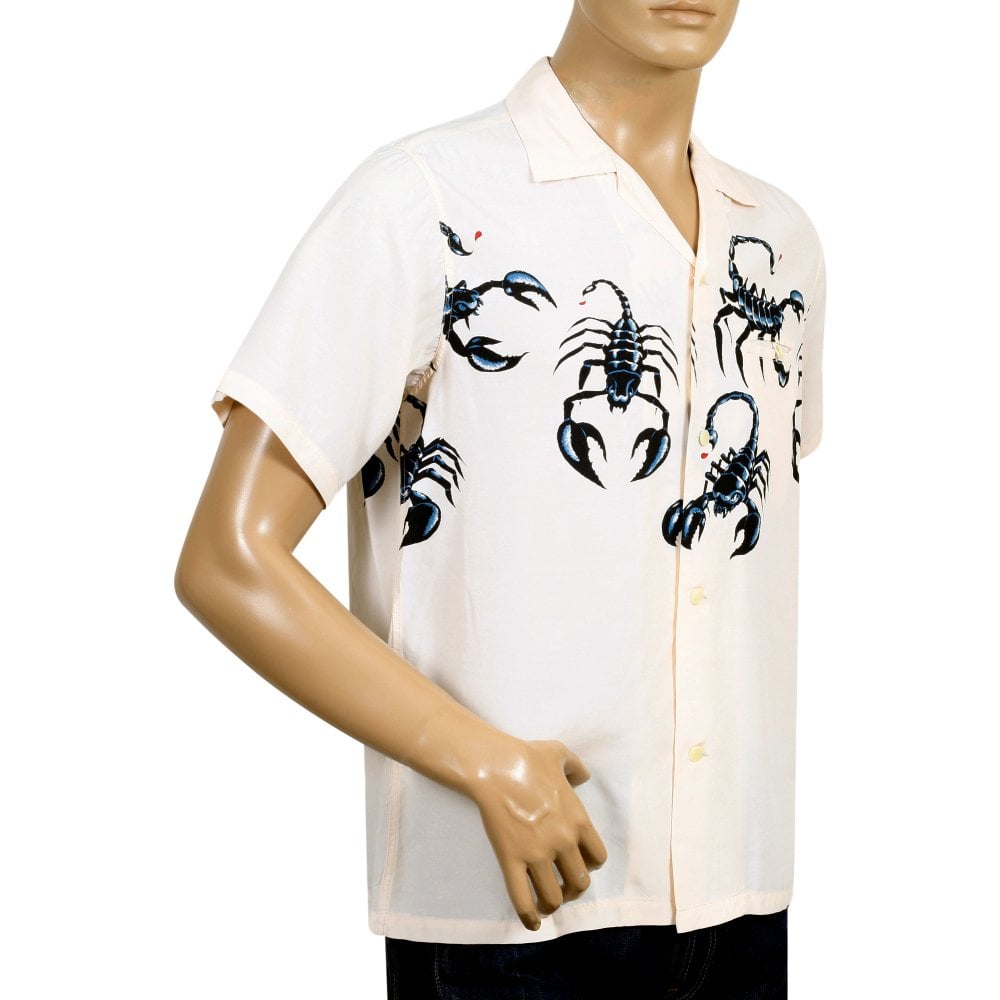 Scorpion Vince Ray Star of Hollywood Off White Hawaiian Shirt SoH9040