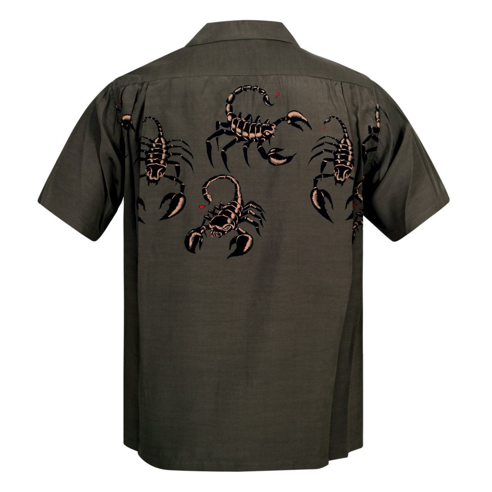 Mens Scorpion Vince Ray Star of Hollywood Grey Hawaiian Shirt SoH9041