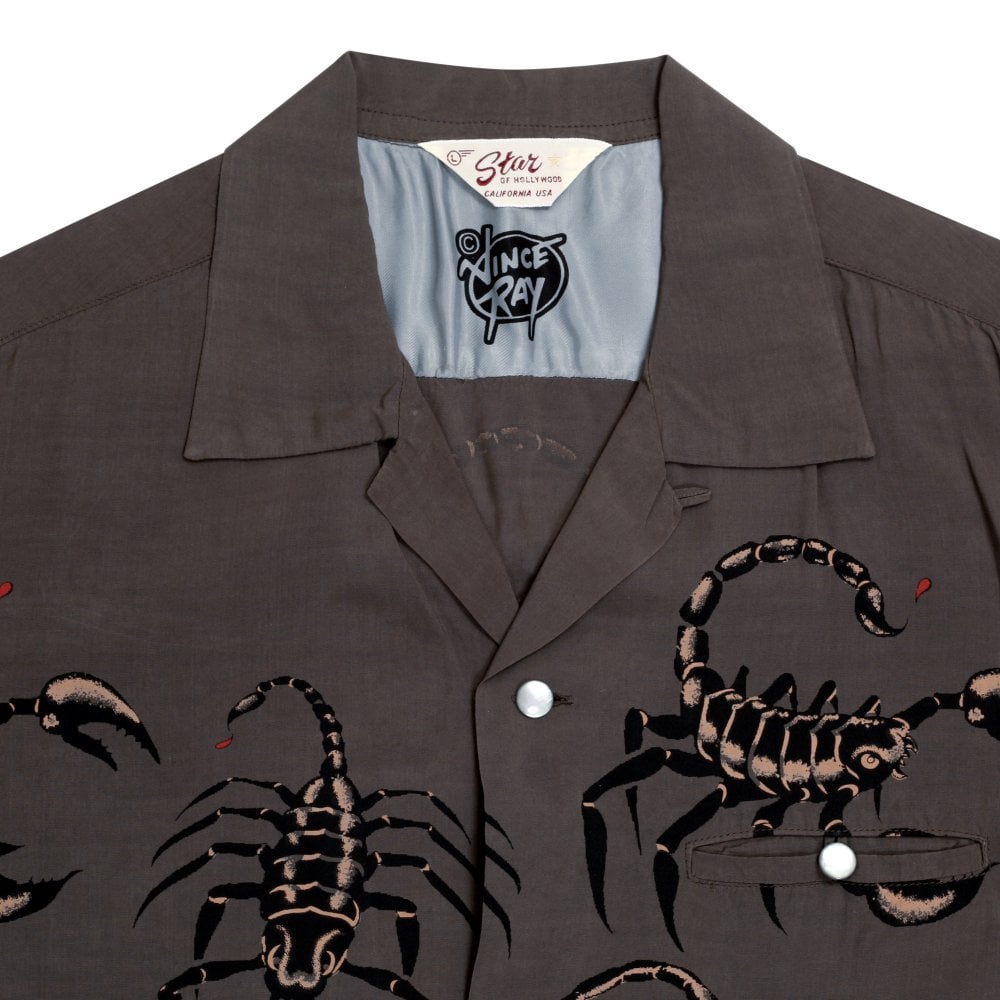 Mens Scorpion Vince Ray Star of Hollywood Grey Hawaiian Shirt SoH9041