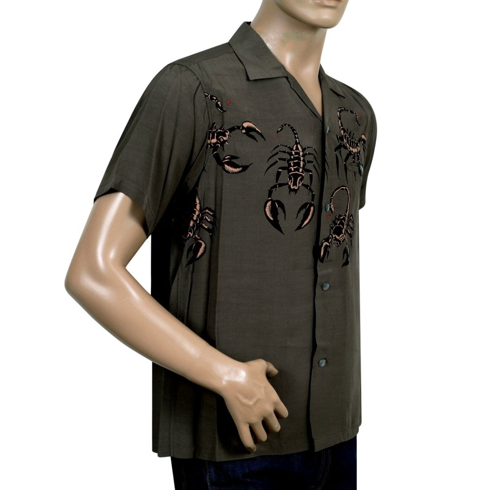 Mens Scorpion Vince Ray Star of Hollywood Grey Hawaiian Shirt SoH9041