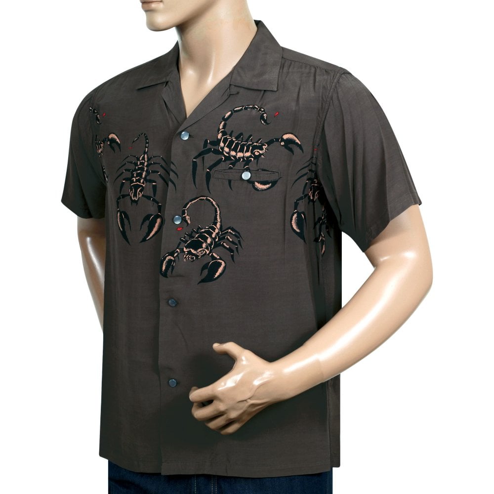 Mens Scorpion Vince Ray Star of Hollywood Grey Hawaiian Shirt SoH9041