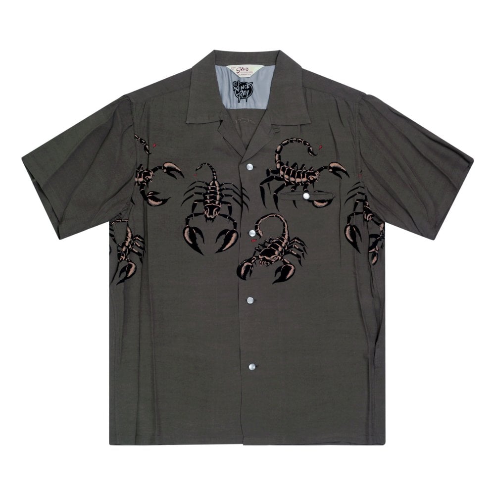 Mens Scorpion Vince Ray Star of Hollywood Grey Hawaiian Shirt SoH9041
