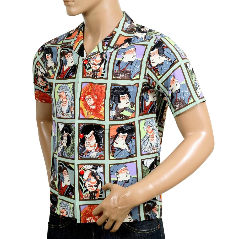 Kabuki Star of Hollywood Mint Green Hawaiian Shirt SoH9370