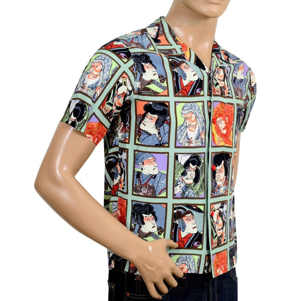 Kabuki Star of Hollywood Mint Green Hawaiian Shirt SoH9370