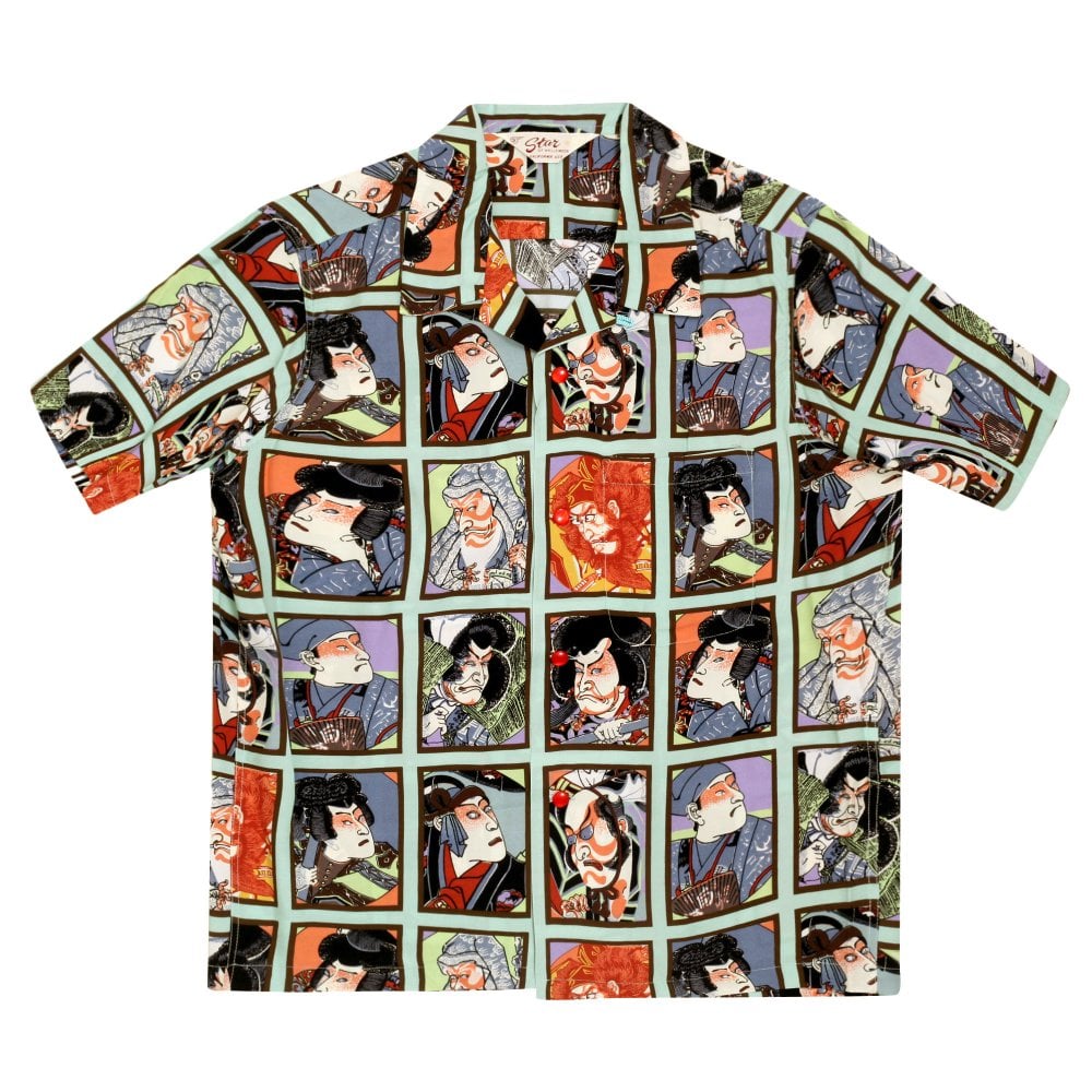 Kabuki Star of Hollywood Mint Green Hawaiian Shirt SoH9370