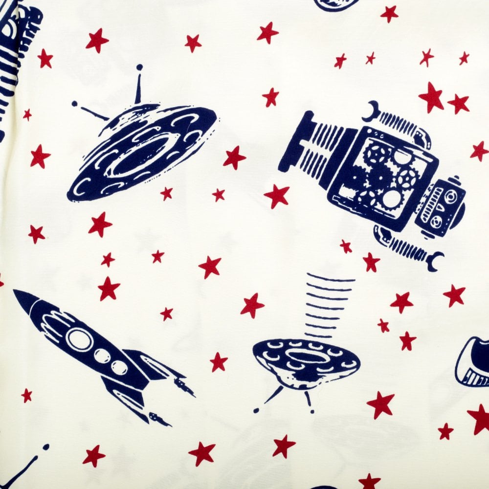 Vince Ray Space Rockets Off White Hawaiian Shirt SoH9043