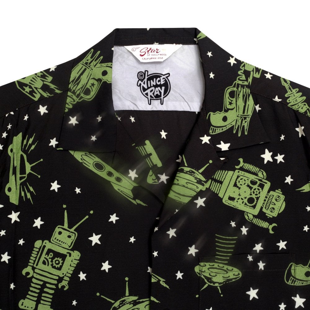 Space Rockets Vince Ray Star of Hollywood Black Hawaiian Shirt SoH9044