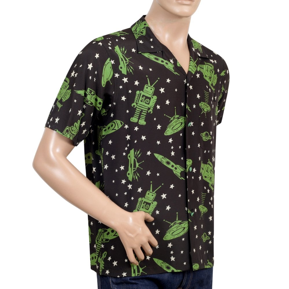 Space Rockets Vince Ray Star of Hollywood Black Hawaiian Shirt SoH9044