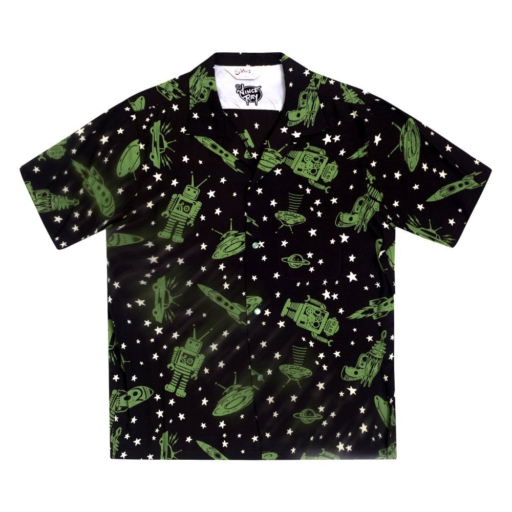 Space Rockets Vince Ray Star of Hollywood Black Hawaiian Shirt SoH9044
