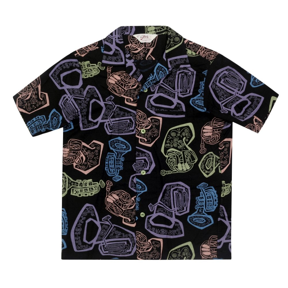 Instruments of Brass Star of Hollywood Black Hawaiian Shirt SoH9369