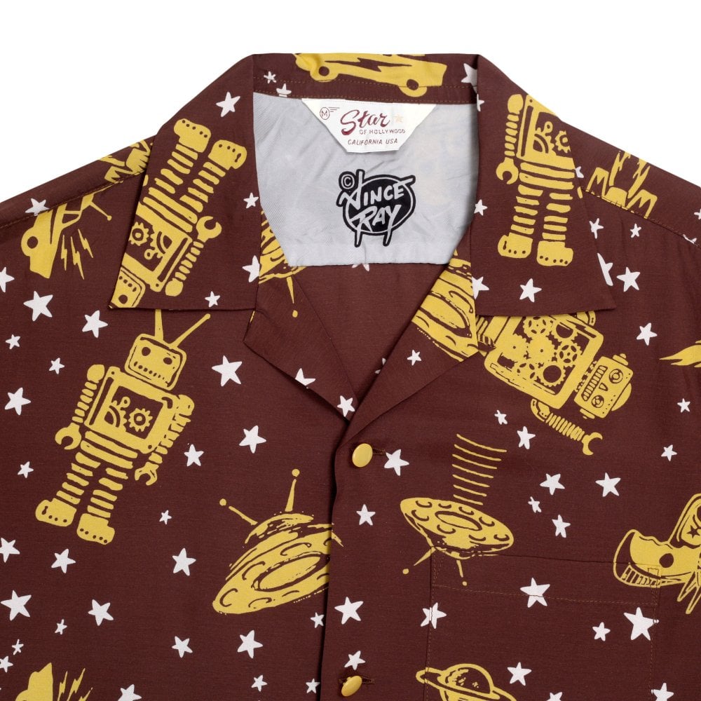 Space Rockets Vince Ray Star of Hollywood Brown Hawaiian Shirt SoH9045