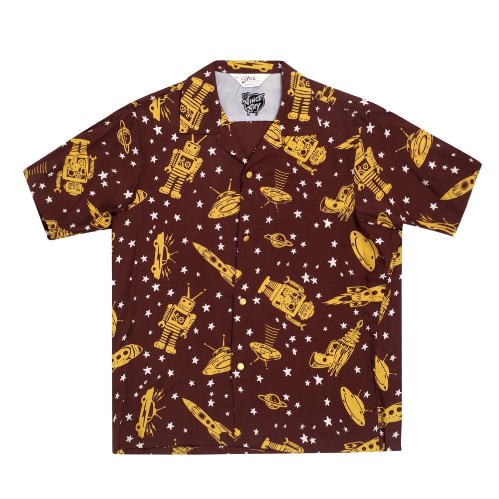 Space Rockets Vince Ray Star of Hollywood Brown Hawaiian Shirt SoH9045