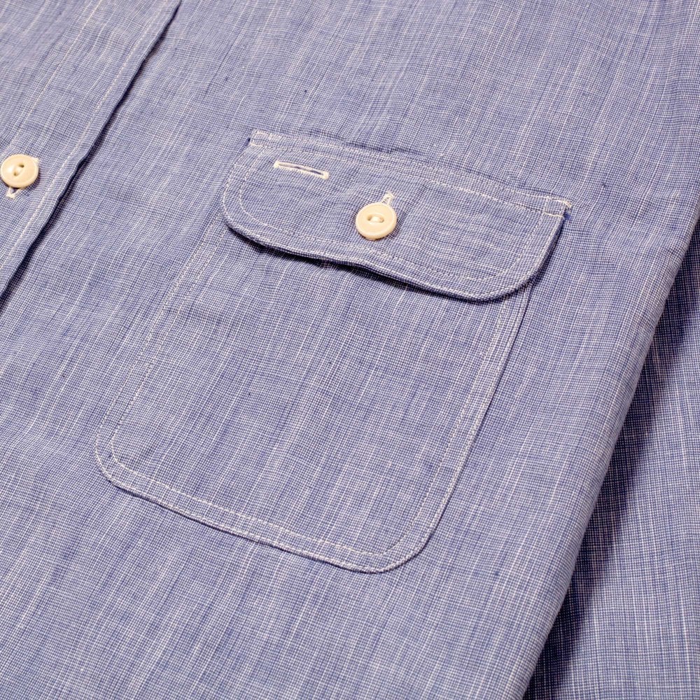 Sugar Cane Mens Blue Pin Check Long Sleeved Shirt CANE10260